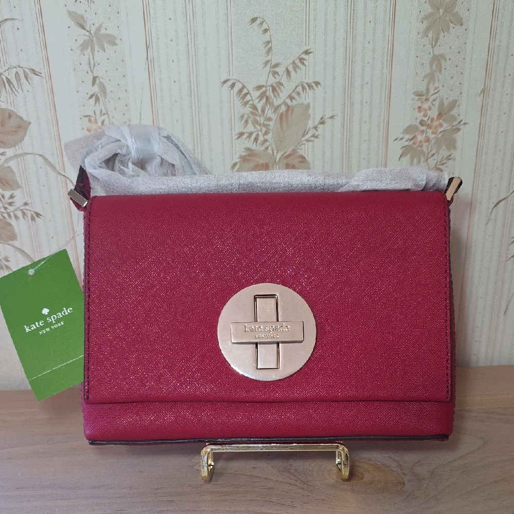 Kate Spade Red Crossbody Bag with Gold Accents